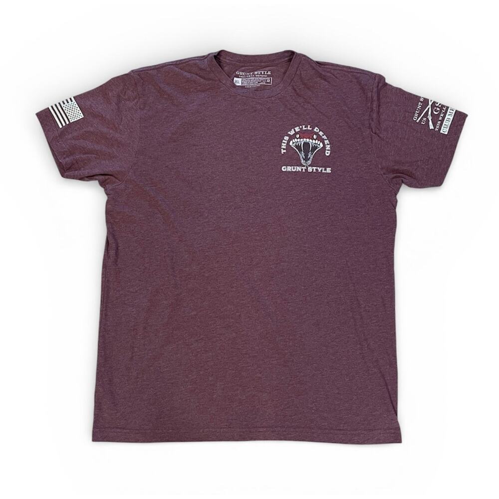 Grunt Style Men’s Burgundy/Red T Shirt This We’ll Defend- Size XL